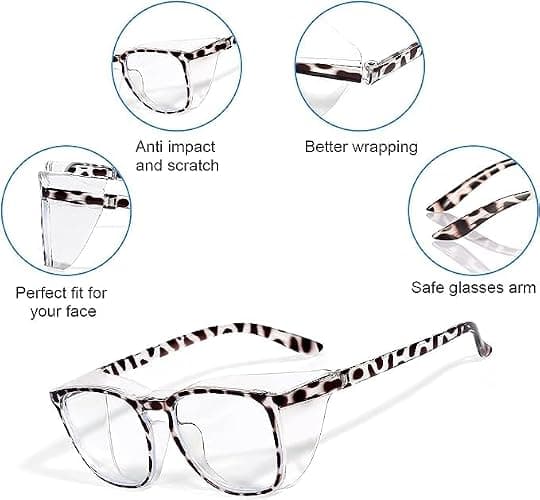 LASMEX Stylish Safety Glasses Goggles for Women Girls Anti-fog Glasses Protective Eyewear Clear Glasses thumbnail 5