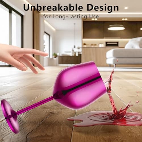 UNISWEET Stainless Steel Wine Glasses Set of 2, 18 oz Unbreakable Purple Wine Glass Unique Metal Wine Goblets for Outdoor Capming and Pool Gift for Wine Lovers thumbnail 2
