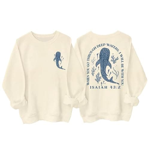 Shark Sweatshirt Whale Shark Shirt Christian Sweatshirt For Women Ocean Themed Shirts - Image 1