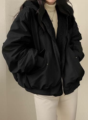 EMMIOL Womens Winter Coats Hooded Fleece Puffer Reversible Long Sleeve Oversized Full Zipper Warm Jackets thumbnail 2