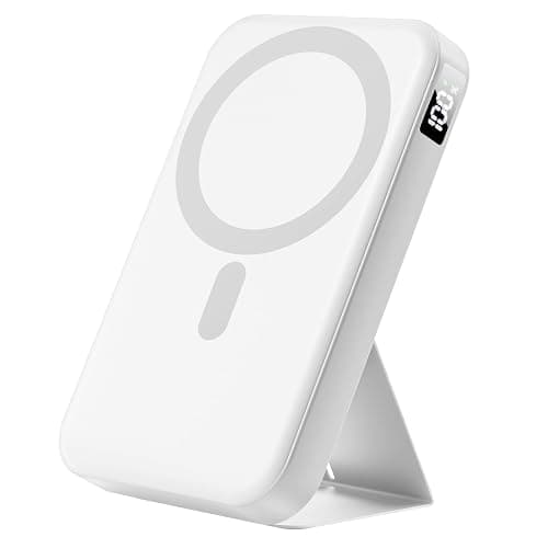 Gxorul Magnetic Portable Charger, 10000mAh Power Bank with Leather Foldable Stand - Travel Essentials, USB-C 20W Fast Charging for Magsafe Battery Pack, Compatible with iPhone 17/16/15/14/13 Series - Image 1