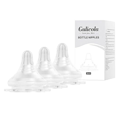 Gulicola Natural Flow Baby Bottle Silicone Nipple Level 1, Slow Flow (S), 1+ Months, 3 Counts (Pack of 1) - Image 1