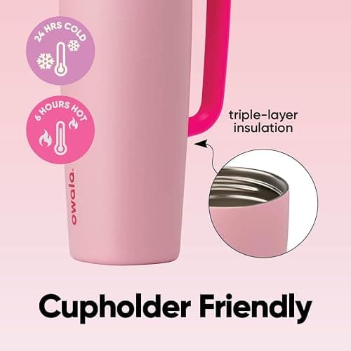 Owala SmoothSip Slider Stainless Steel Insulated Travel Mug with handle, 100% Leak Proof, For Hot and Cold Drinks, Travel Friendly with Sliding Lock Lid, 12oz, BPA Free, Leak Proof, Pucker Up thumbnail 5
