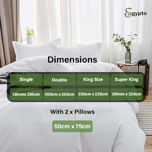 EGYPTO Soft Hollowfibre 13.5 Tog Duvet King Size with Jumbo Pillow Set – Anti Allergy King Size Quilt - Luxurious Warm Duvets for Home, Hotel (King, 13.5 Tog) - 13.5 TOG - King thumbnail 5