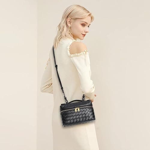 Trendy Woven Crossbody Purse Bag for Women Cute Shoulder Bag Square Box Bags Mini PU Leather Top Handle Purses Handbag thumbnail 9