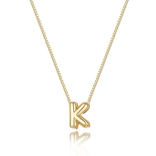 Lisitine Bubble Initial Necklaces Dainty Letter Necklace Cute Name Choker Necklaces for Women Trendy Personalized Pendant Jewelry Gift for Women - Image 1
