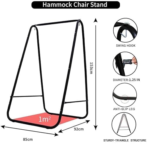 Hammock Chair with Stand,Hammock Chair Stand with Hanging Swing Chair Included,Weather Resistant Hammock Stand Max 450 Lbs,Saving Space Swing Stand for Indoor Outdoor Patio Yard Patented(Coffee) thumbnail 3