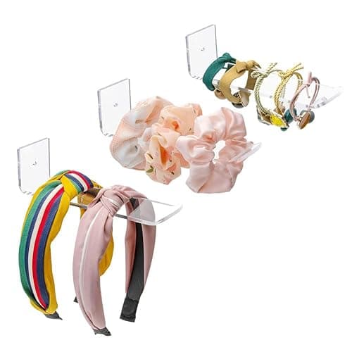 Teensery 3 Pcs Clear Acrylic Headband Holder Wall Mounted Hairband Display Holder Hiar Tie Scrunchie Hanging Rack Hair Accessories Storage Organizer for Women and Girls - Image 1