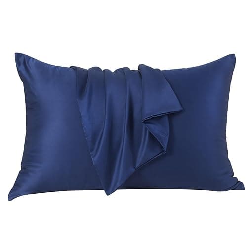 SheRest King Satin Pillowcase for Hair and Skin, Soft and Breathable Similar to Silk Pillow Cases for Sleepers, Luxurious Gift for Women Men, Set of 2 with Zipper(20"x 36", Navy) - Image 1