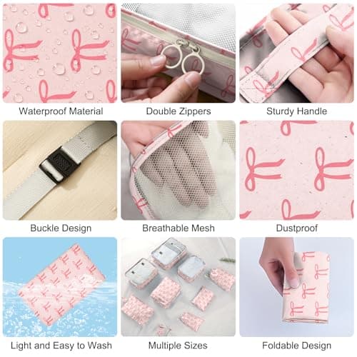 8 Set Packing Cubes for Travel Suitcase Organizer Bags Luggage Packing Cubes Set Travel Essentials Accessories Gifts for Women thumbnail 6