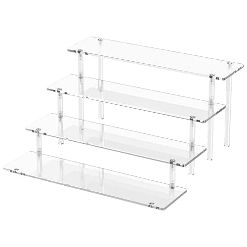 4 Tier Acrylic Display Risers, Clear Perfume Organizer Stand, Large Cupcake Stand Holder, Dessert Display for Party, Display Shelf for Figure and Collection, Riser Stand for Decoration and Organizer - Image 1