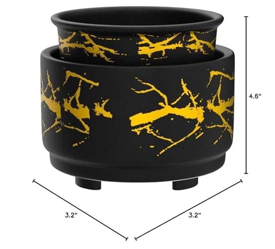 PALANCHY Wax Melt Warmer Ceramic 3-in-1 Oil Burner Electric Candle Wax Warmer Burner Melter Fragrance Warmer for Scented Waxs Home Office Bedroom Aromatherapy Gift& Decor (Black Gold) thumbnail 2