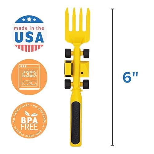 Constructive Eating Plate and Utensils Set - USA-Made Toddler Dinnerware with Divided Plates (Construction) thumbnail 4