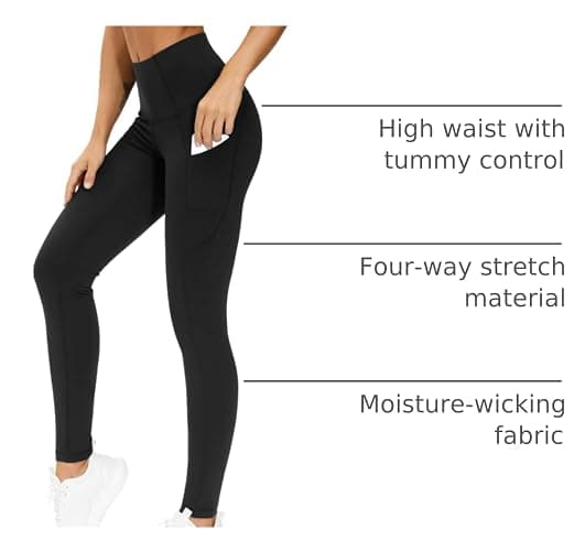 THE GYM PEOPLE Thick High Waist Yoga Pants with Pockets, Tummy Control Workout Running Yoga Leggings for Women thumbnail 4