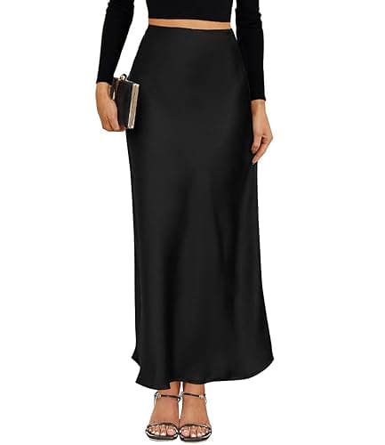 VividMosaic 2025 Satin High Waisted Maxi Skirt Silk A-Line Spring Summer Casual Long Skirts for Women