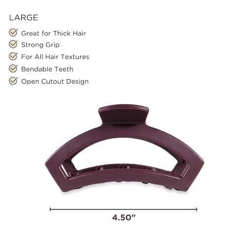 TELETIES - Open Large Hair Clip - Fall Collection - Hair Claw Clips for Women - Strong Grip, Bendable Teeth, Curved Design - For All Hair Types and Textures - Burgundy Bliss thumbnail 3