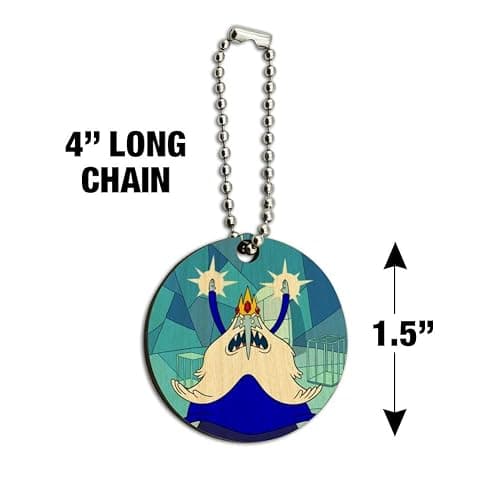GRAPHICS & MORE Adventure Time Ice King Wood Wooden Round Keychain Key Chain Ring thumbnail 3