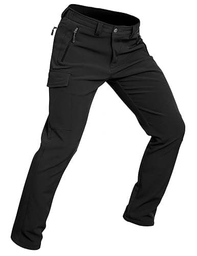 Wespornow Men's-Fleece-Lined-Hiking-Pants Water-Resistance-Snow-Ski-Pants Softshell Snowboarding Pants for Winter, Outdoor - Image 1