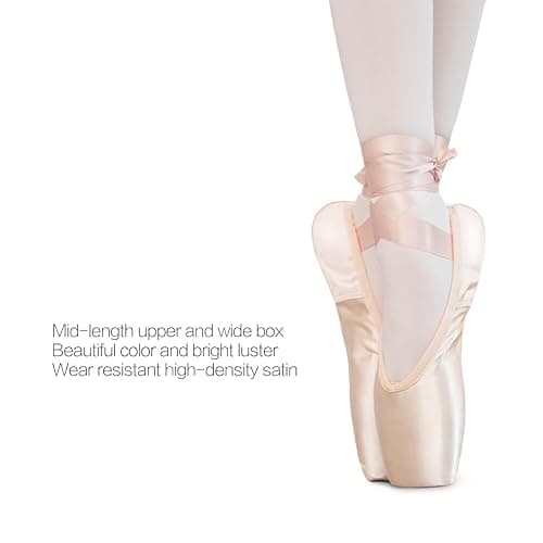 IJONDA Adult Ballet Pointe Shoes for Girls Women with Toe Pads and Mesh Bag - 7.5 - Pink thumbnail 3