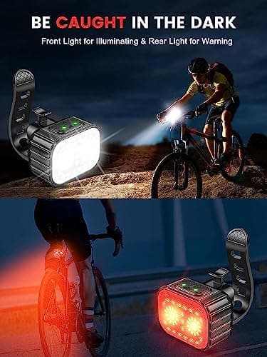 Bike Lights, Rechargeable Bicycle Lights Set Super Bright 8+12 Modes, IPX6 Waterproof Bike Lights for Night Riding/Cycling Safety, Front and Back Taillight Reflectors, 58 Hrs Long Battery Life thumbnail 2