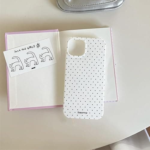 Faneiy for iPhone 15 Case Cute Fashion Polka Dot Aesthetics Women Girly Stylish Protective Soft Shockproof Phone Case White thumbnail 2