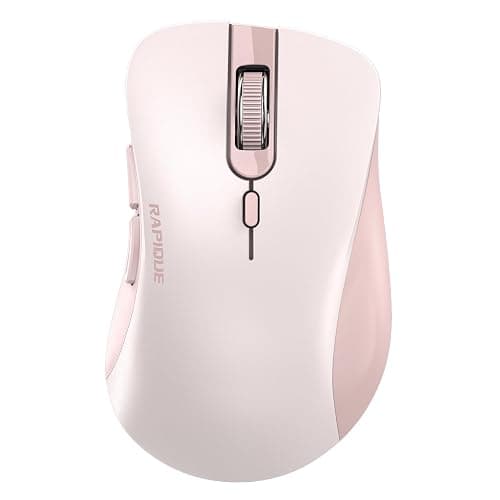 RAPIQUE Bluetooth Wireless Mouse - Dual Bluetooth & 2.4 GHz USB Receiver, Ergonomic Design, Quiet Clicks, Low Power - Multi-Device Compatibility for MacBook, Laptop, Computer, iPad Air/Pro (Pink) - Image 1