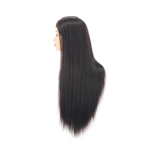 Mannequin Head Human Hair, 80% Real Hair 26-28" Cosmetology Mannequin Head Hair Styling Hairdressing Practice Training Doll Heads with Clamp Holder and Tools (#4 Dark Brown) thumbnail 3