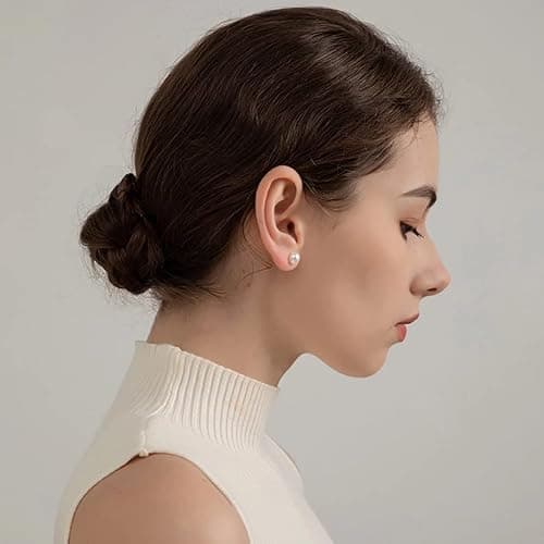 12 Pairs Pearl Studs Earrings for Women, Stainless Steel Hypoallergenic White Faux Simulated Pearl Earrings, 4 Mixed Sizes Round Ball Jewelry for Wedding Birthday Christmas thumbnail 4
