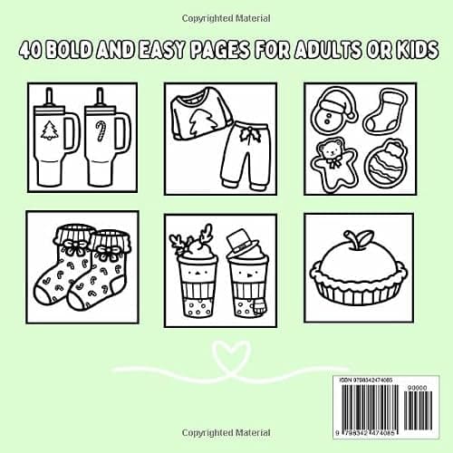 Cozy Holidays: Christmas Inspired Bold and Easy Coloring Book for Adults or Kids thumbnail 2
