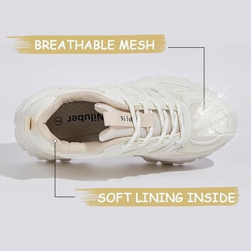 Niluber Chunky Sneakers for Women Platform Sneakers for Women Comfortable Casual Tennis Shoes Lace Up Fashion Walking Shoes thumbnail 5