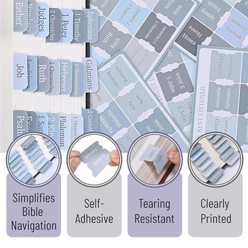Mr. Pen- Bible Tabs, 75 Tabs, Laminated Bible Tabs for Women and Men, Bible Tabs for Study Bible, Bible Index Tabs, Bible Book Tabs, Bible Labels Tabs, Mr Pen Bible Tabs thumbnail 5