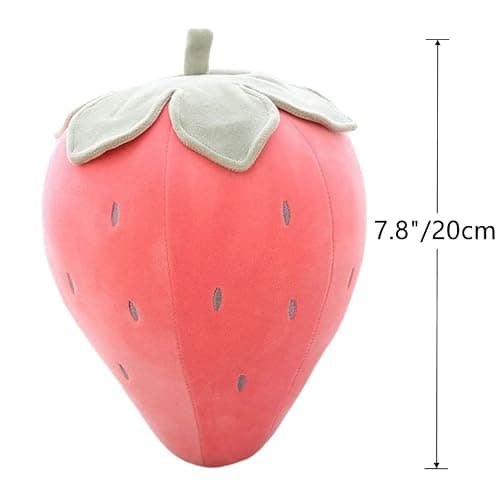 Cute Fruit Kids Pillow Stuffed Strawberry Plush Pillows Super Soft Girls Pillows Cushion Seat for Kids Toys (Pink,7.8"/20cm) thumbnail 3