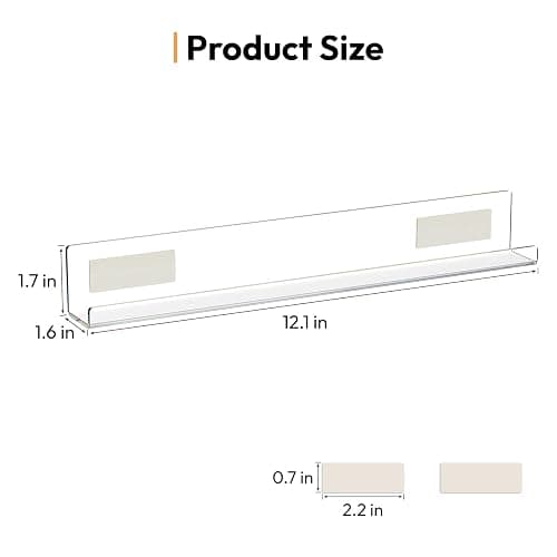 NIUBEE Vinyl Record Wall Holder: 6 Pack Drill-free Album Display Shelves with Adhesive Tapes for Renter, Clear Floating Vinly Rack for Living Room Music Corner thumbnail 3