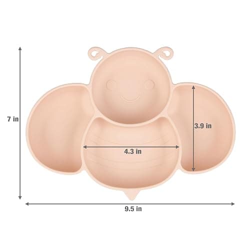PandaEar 2 Pack Silicone Suction Plates for Toddlers Baby with 4 Spoons Self Feeding, Divided Unbreakable Toddler Plates with Suction, Baby Plates and Utensils Set, Baby Dishes, Green Crab & Pink Bee thumbnail 4