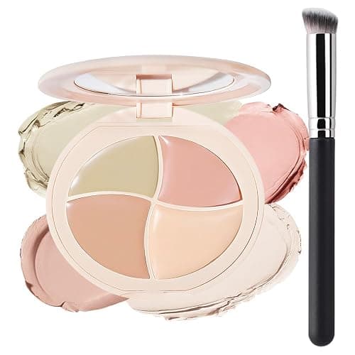 evpct Pot Concealer Full Coverage kit with Brush for Older Women, 4 Nude Shades Under Eye Color Corrector Concealer Palette for Dark Circles Mature Skin Makeup, Waterproof Foundation Color Corrector - Image 1