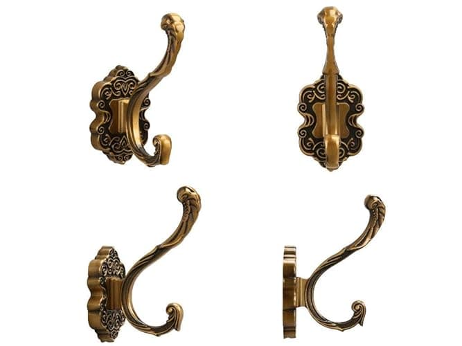 SDH Antique Brass Coat Hooks – Heavy Duty Wall Mounted – Vintage Decorative for Coats, Towels, Keys & Purse – Rust Resistant & Easy Installation Kit Included - Pack of 4 - Pack of 4 - Antique Brass thumbnail 4