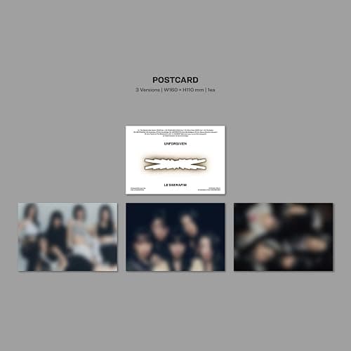LE SSERAFIM - 1st Studio Album [UNFORGIVEN] (DUSTY AMBER Ver.) Outer Box + Booklet + CD + Photocard + Postcard + Heat Detecting Postcard + Sticker + Folding Poster + 2 Pin Badges + 4 Extra Photocards thumbnail 6
