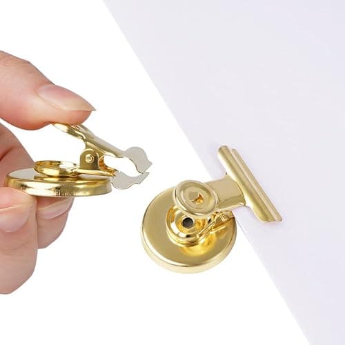VNDUEEY 20 Pack Fridge Magnets Refrigerator Magnets, Magnetic Clips for Whiteboard, Clip with Magnet for Locker, Magnetic Paper Clip Dispenser Holder for Desk,Home, School, Office (Gold) - Gold - 20 Pack thumbnail 5