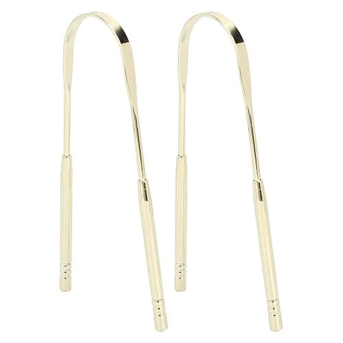 2pcs Tongue Scraper for Adults Stainless Steel U Shape Tongue Cleaner Reduce Bad Breath for Oral Care Hygiene(Gold) thumbnail 9