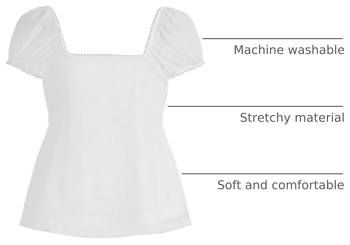 SOLY HUX Women's Short Sleeve Babydoll Tops Cute Summer Blouse | Peplum Top for Teen Girls, Square Neck, Lace Tops, Summer T Shirts thumbnail 4
