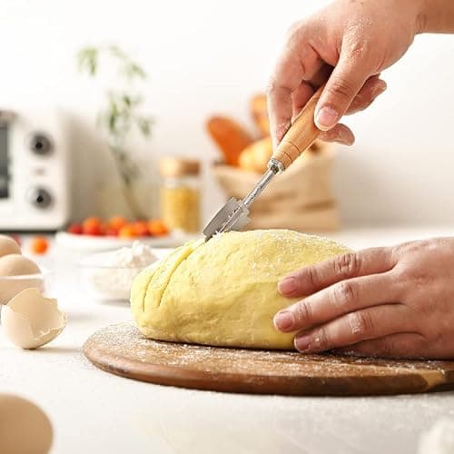 "SAINT GERMAIN Premium Hand Crafted Bread Lame for Dough Scoring Knife, Lame Bread Tool for Sourdough Bread Slashing with 10 Blades Included with Replacement with Authentic Leather Protector Cover" thumbnail 2