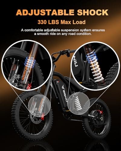BIGNIU Electric Dirt Bike, Electric Bike for Adults with 3000W Peak Motor, 60V 32Ah Battery, 19x2.1 Fat Tires, Off-Road Ebike Removable Battery, E Bike for Teens, Ebike City Riding (Purple) thumbnail 6