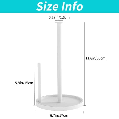 Paper Towel Holder Countertop, Standing Paper Roll Holder with Anti Slip Weighted Base, Stainless Steel Freestanding Paper Towel Holder for Kitchen, White thumbnail 3