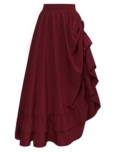 Scarlet Darkness Maxi Skirts for Women Renaissance Skirt Long Flowy Layered Medieval Skirt - Image 1