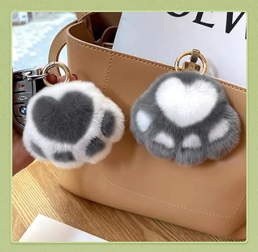 ELVRLA Super Cute Soft Plush Cat Paw keychain Fluffy Warm Comfortable Pink Kitty Hand Key Chain Ring Holder Bag Purse Pendant thumbnail 2