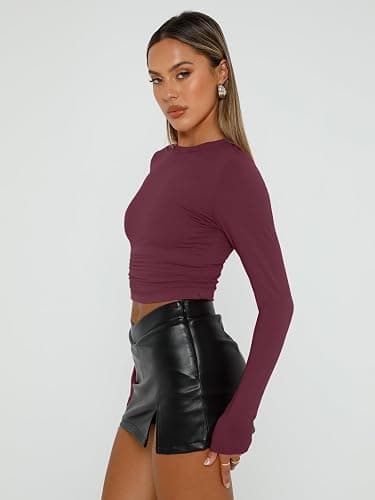 AUTOMET 3 Pack Womens Long Sleeve T Shirts Fall Fashion Basic Going Out Crop Tops Slim Fitted Winter Clothes 2025 thumbnail 3