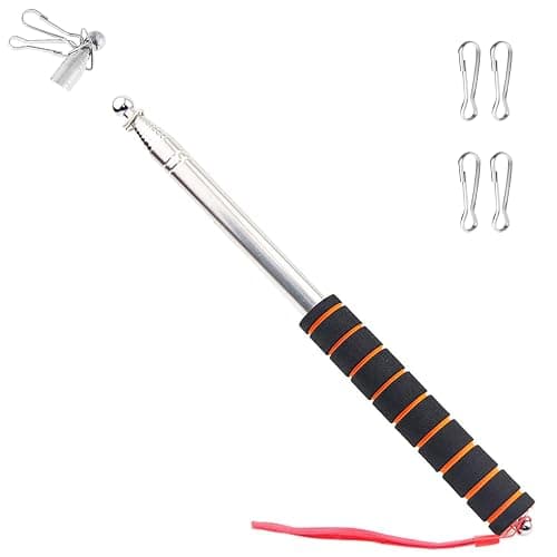 8.2ft Tour Guide Flag Pole Telescoping Handheld Flagpoles Orange Stainless Steel Extendable Portable Flag pole With Clips For Tour Guide Teaching Point Horse Training Totem Pole Festival Parade - Image 1