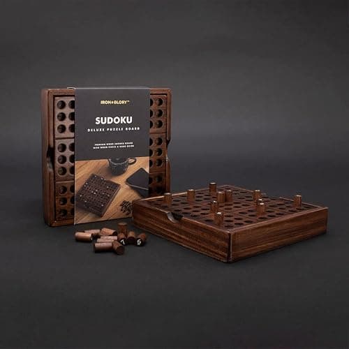 Iron & Glory Wooden Sudoku Board Game - Wooden Sudoku Puzzle - Brain Teaser Games For Adults - Portable Travel Games - Family Board Game - Puzzle Gifts For Men - Wood Pegs & Guide thumbnail 5