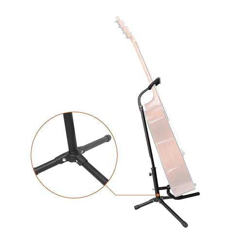 Amazon Basics Height Adjustable Foldable Guitar Stand with Secure Support, Padded Non-Slip Floor Stand for Acoustic, Electric, Bass and Banjos, Portable Display Stand, Black thumbnail 6