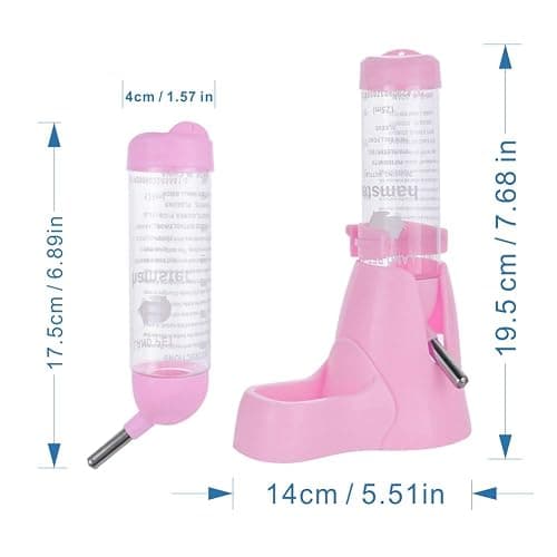 Guardians Hamster Water Bottle, Little Pet Automatic Drinking Bottle with Food Container Base Hut Hanging Water Feeding Bottles Auto Dispenser for Small Animals (125ml,Pink) thumbnail 6